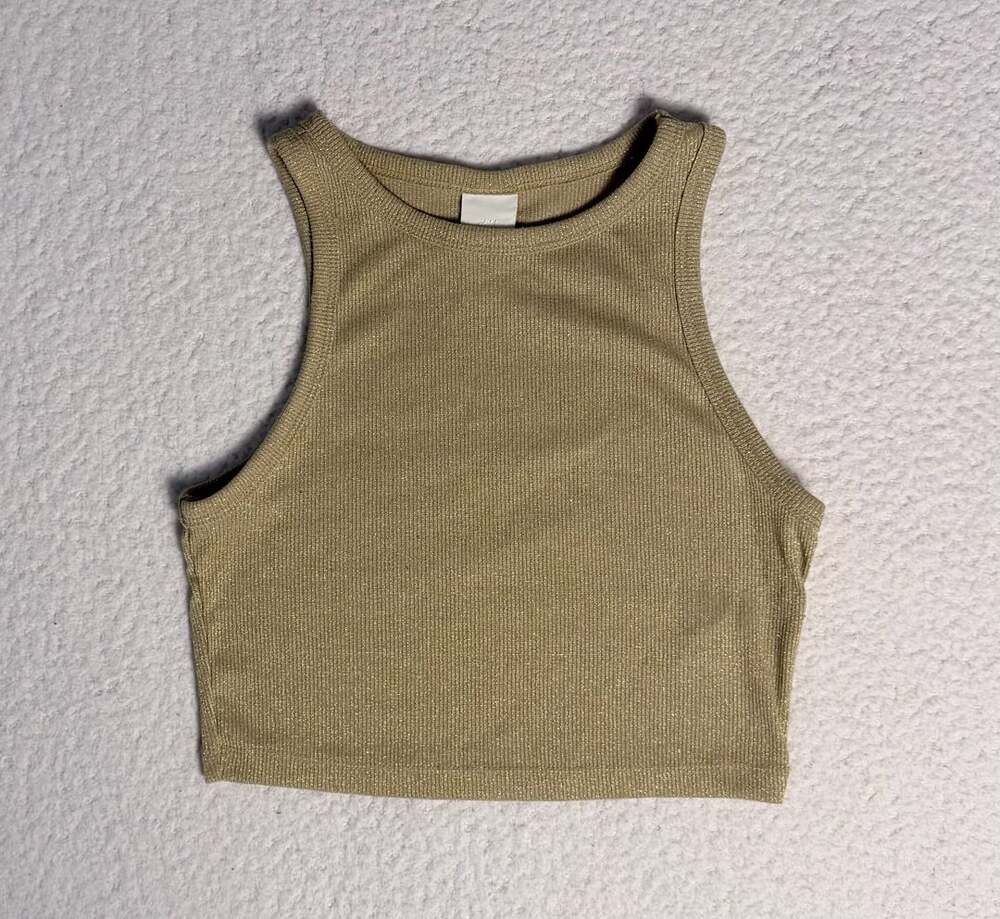 H&M Metallic Ribbed Cropped Tank Top